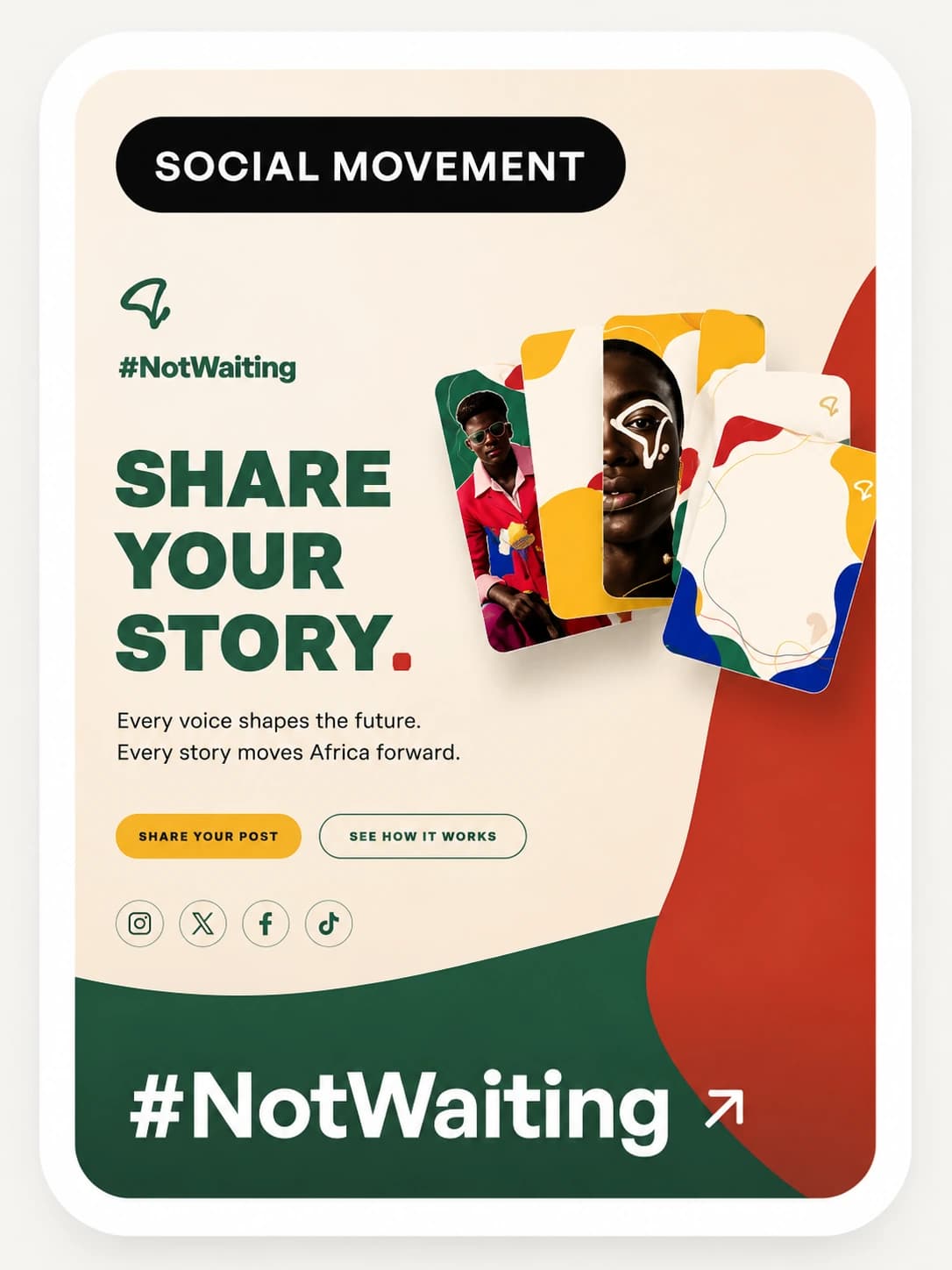 #NotWaiting — a ‘Share Your Story’ social-movement platform. Opens the live site.