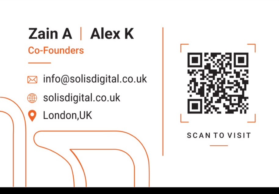 The Solis Digital business card, front